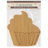 MDF blank shaped like a cupcake in packaging with 'Craft Shapes' branding.