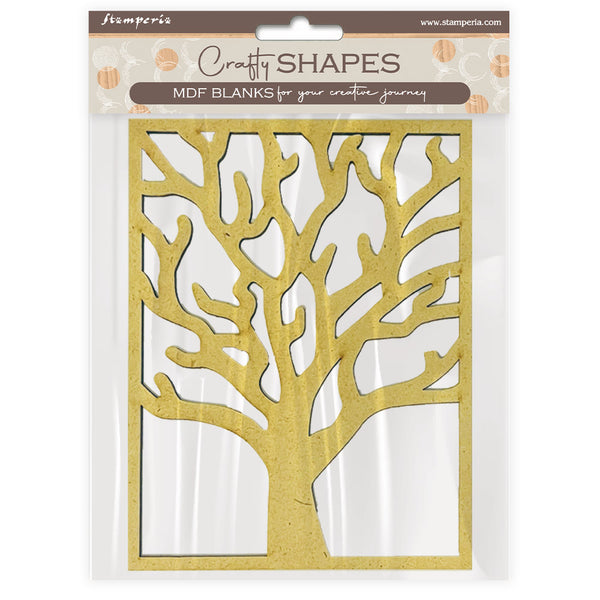 tree-shaped MDF blank in packaging with 'Craft Shapes' branding.