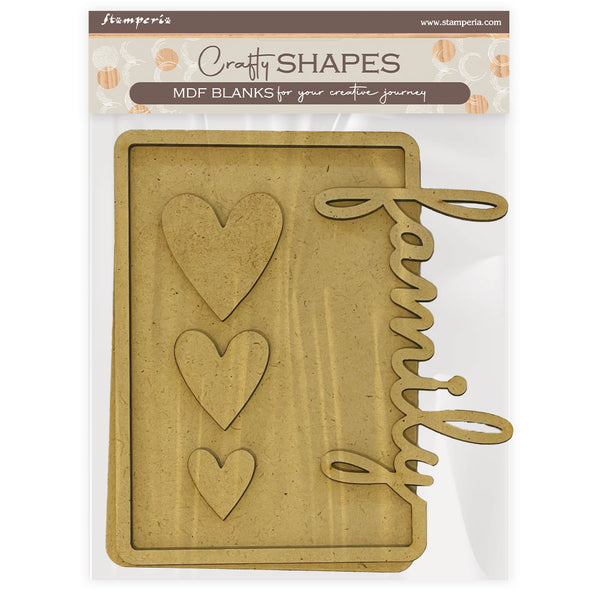 Stamperia FAMILY - PLATE FAMILY HEARTS Crafty Shapes Die Cuts Chipboard Shapes #KLSM77