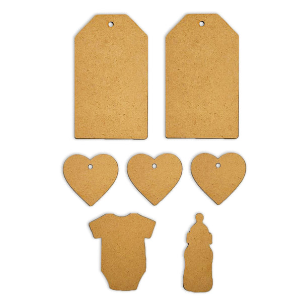 Stamperia BABY PLATES Tags Hearts Crafty Shapes Die Cuts Chipboard Shapes #KLSM78
