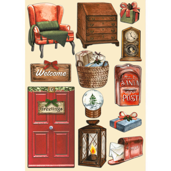 Stamperia ROMANTIC Home for the Holidays HOME Colored Wooden Wood Shape A5 #KLSP128