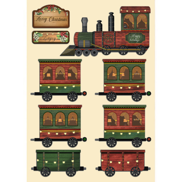 Stamperia CLASSIC CHRISTMAS TRAIN Colored Wooden Wood Shape A5 #KLSP131