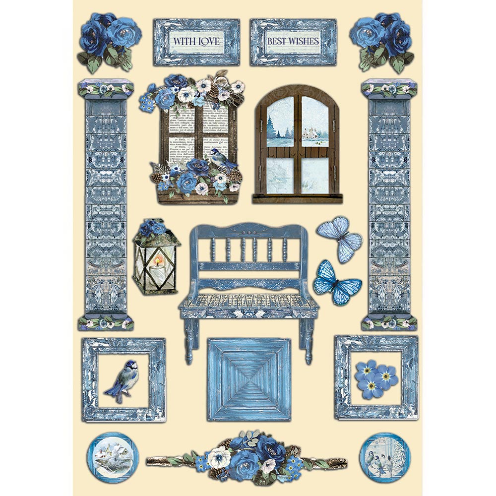 Stamperia BLUE LAND Colored Wooden Wood Shape A5 #KLSP141