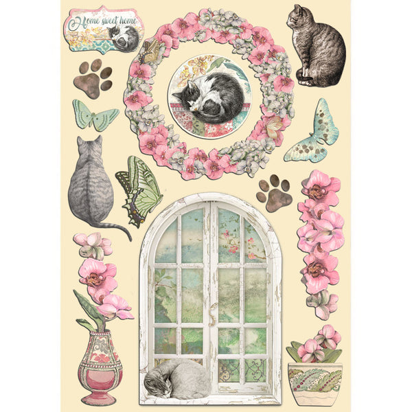 Stamperia ORCHIDS AND CATS Colored Wooden Wood Shape A5 #KLSP155