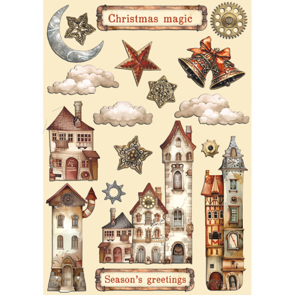 Stamperia GEAR UP FOR CHRISTMAS COZY HOUSES Colored Wooden Wood Shape A5 #KLSP165