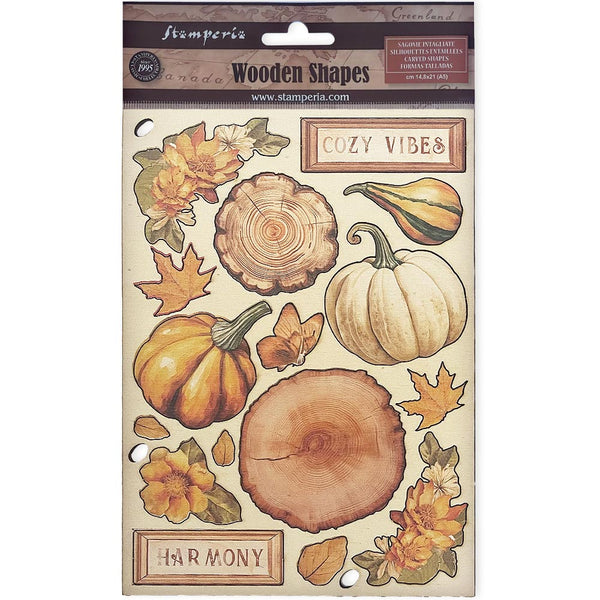 Stamperia GOLDEN HARMONY PUMPKINS Colored Wooden Wood Shape A5 #KLSP172