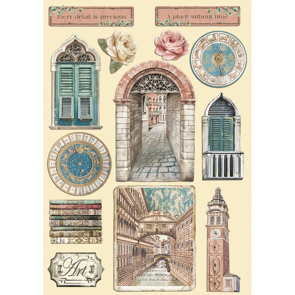 Stamperia VENICE CITY OF ART Colored Wooden Wood Shape A5 #KLSP185
