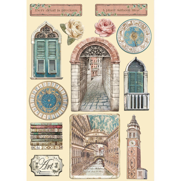 Stamperia VENICE CITY OF ART Colored Wooden Wood Shape A5 #KLSP185