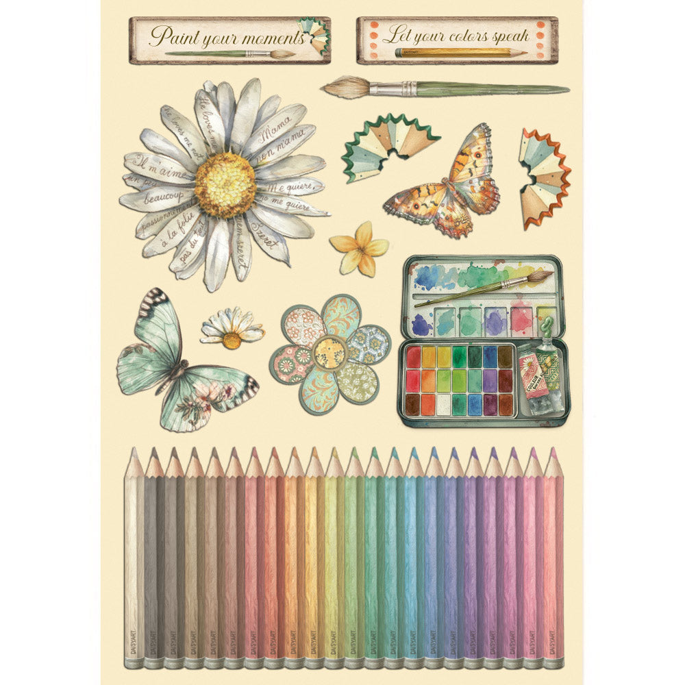 Stamperia DAISY ART Colored Wooden Wood Shape A5 #KLSP195