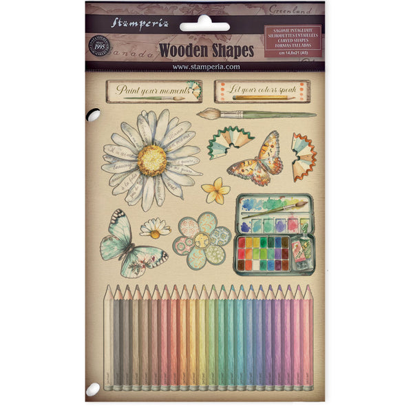 Stamperia DAISY ART Colored Wooden Wood Shape A5 #KLSP195