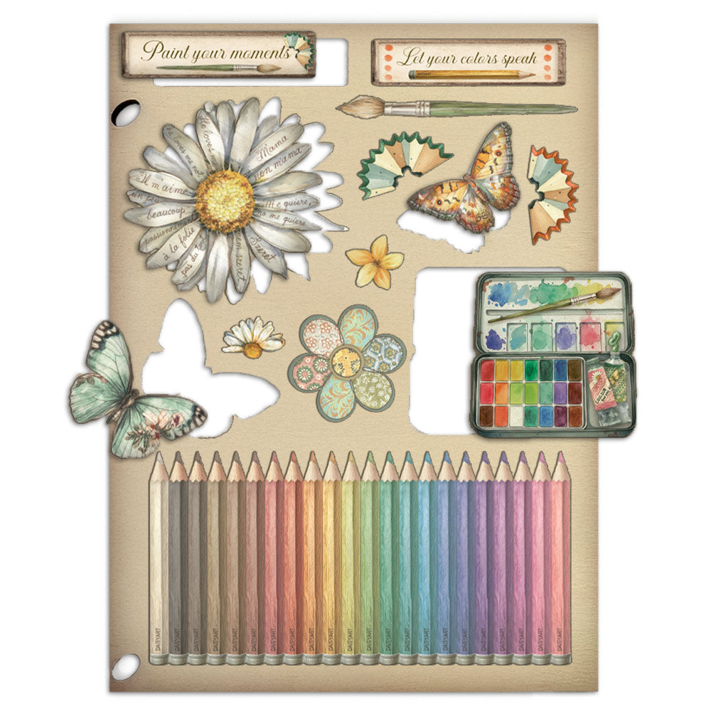 Stamperia DAISY ART Colored Wooden Wood Shape A5 #KLSP195