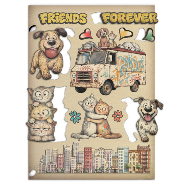 Stamperia FURRY FRIENDS 2 - Colored Wooden Wood Shape A5 #KLSP211