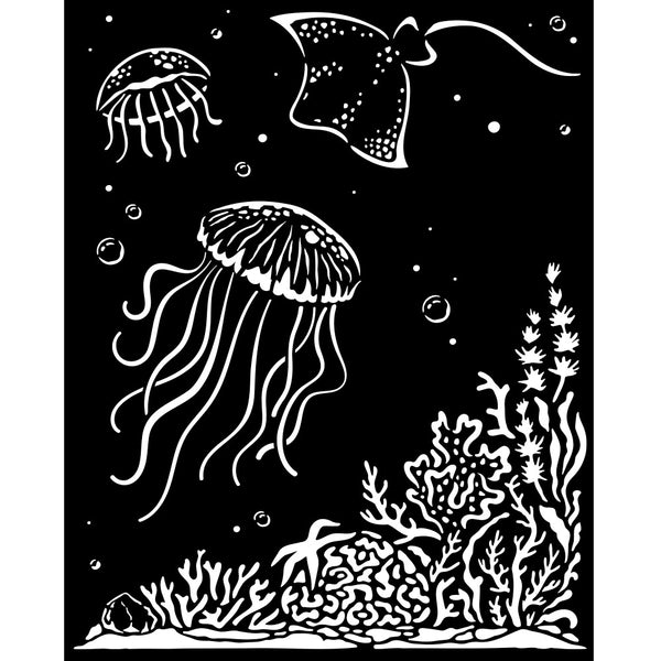 Stamperia Songs of the Sea JELLYFISH Mixed Media Art Stencil 20x25 cm #KSTD140