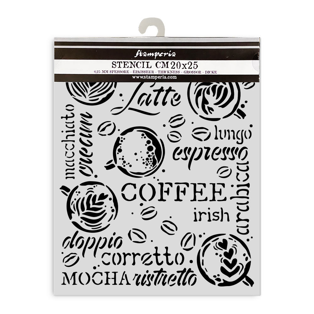 Stamperia Mixed Media Art COFFEE and CHOCOLATE CAPPUCCINO Stencil 20x25 cm #KSTD151