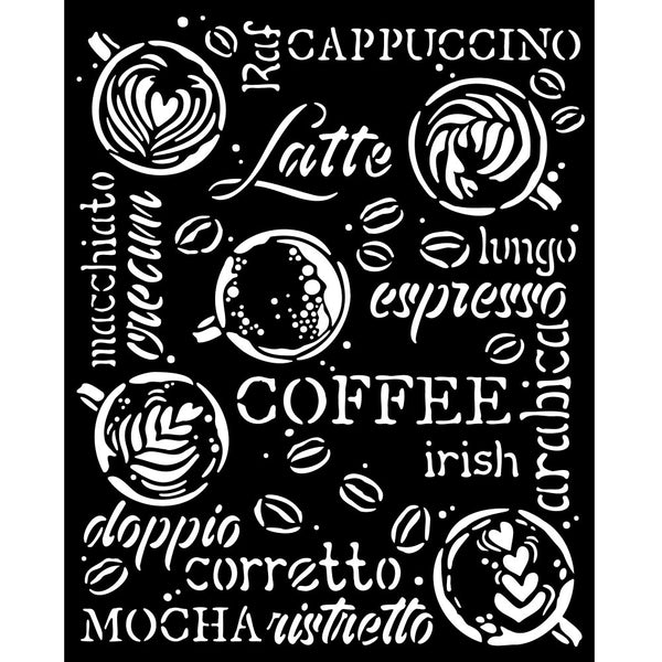 Stamperia Mixed Media Art COFFEE and CHOCOLATE CAPPUCCINO Stencil 20x25 cm #KSTD151