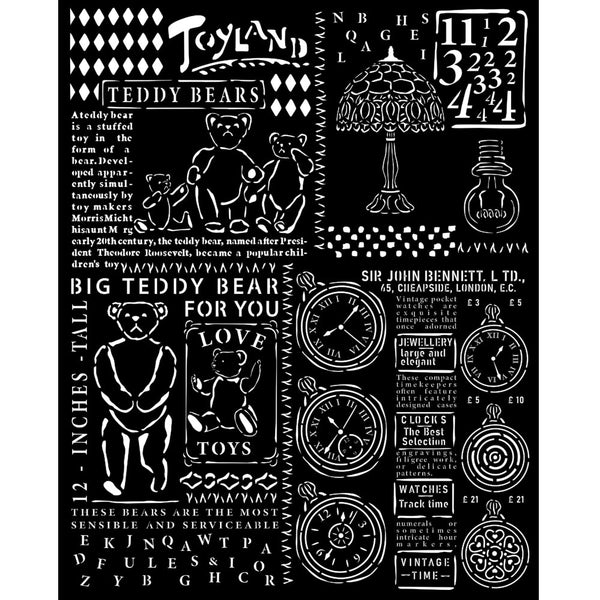 Stamperia BROCANTE ANTIQUES - TEDDY BEAR Thick Stencil 20x25 cm #KSTD159