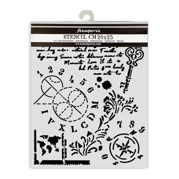 Stamperia ALTEREGO KEY NUMBERS Thick Stencil 20x25 cm #KSTD171