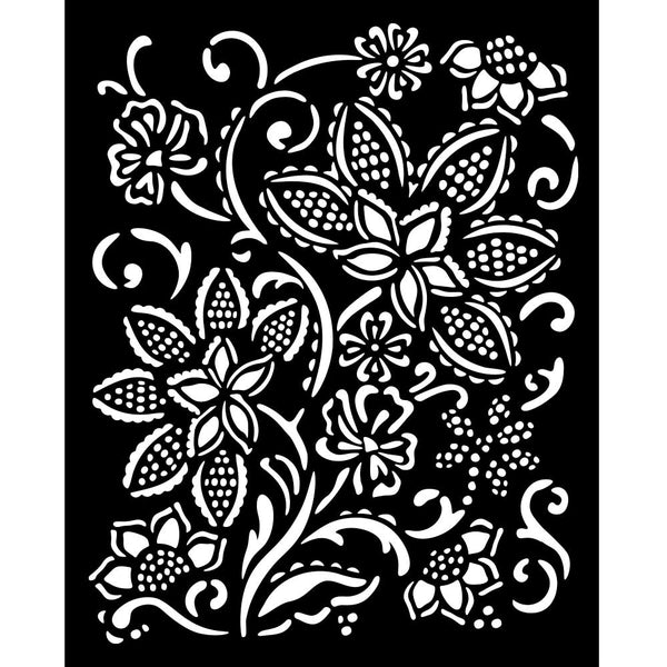 Stamperia TIMELESS - BATIK FLOWERS Mixed Media Art Stencil 20x25 cm #KSTD180