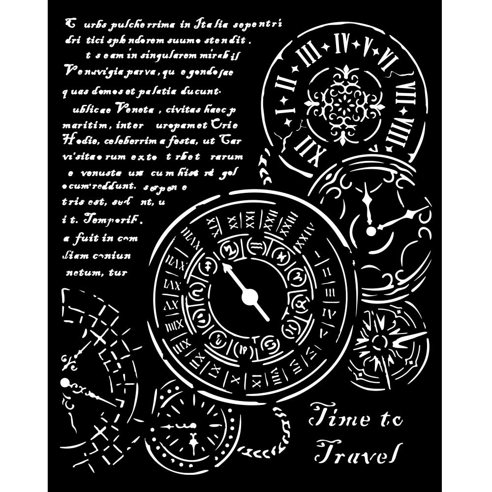 Stamperia Mixed Media Art VENICE CITY OF ART - TIME TO TRAVEL Stencil 20x25 cm #KSTD182