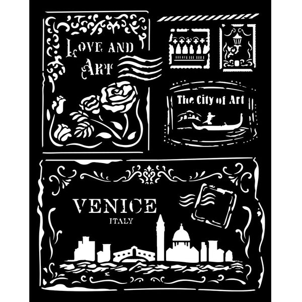 Stamperia Mixed Media Art VENICE CITY OF ART - CARDS Stencil 20x25 cm #KSTD183