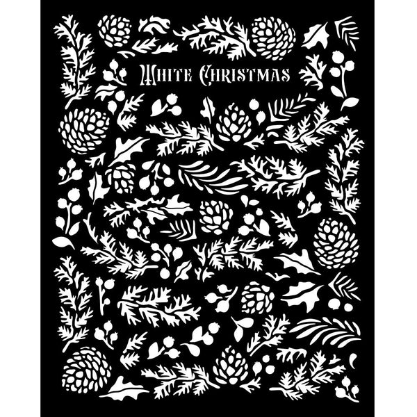 Stamperia THE OWL'S HOUSE CHRISTMAS - PINE CONES Mixed Media Art Stencil 20x25 cm #KSTD185