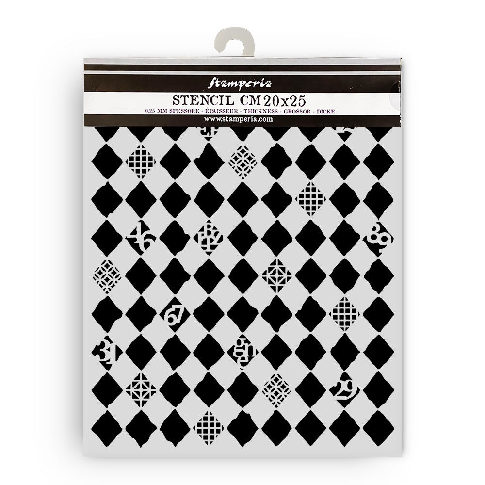 Stamperia diamond pattern stencil in packaging on a white background