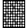 Black and white geometric pattern with diamond shapes and numbers.