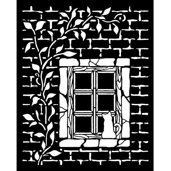 Stamperia HERBARIUM SILVAE - COUNTRY WINDOW Mixed Media Art Stencil 20x25 cm #KSTD195