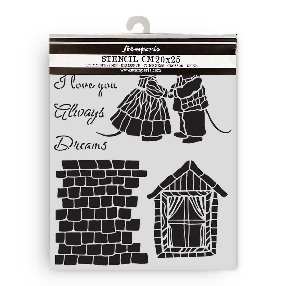 Stamperia FAMILY - HOUSE and MICE Mixed Media Art Stencil 20x25 cm #KSTD196