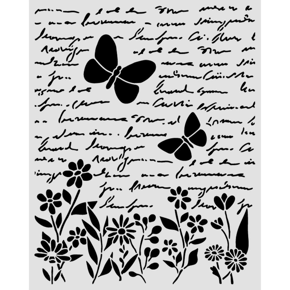Stamperia DAISY ART - LETTER and BUTTERFLY Mixed Media Art Stencil 20x25 cm #KSTD199