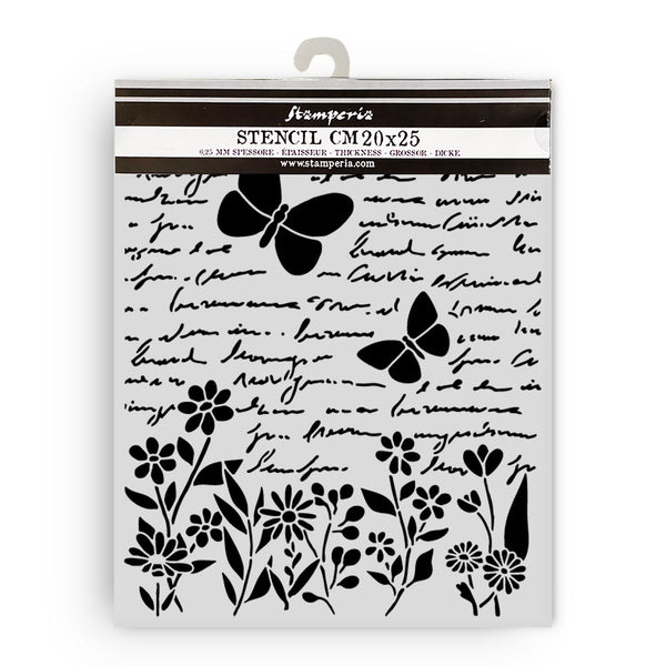 Stamperia DAISY ART - LETTER and BUTTERFLY Mixed Media Art Stencil 20x25 cm #KSTD199