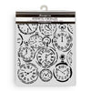 Stencil with clock designs on a white background