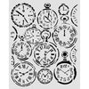 Collection of clock faces with Roman numerals on a white background