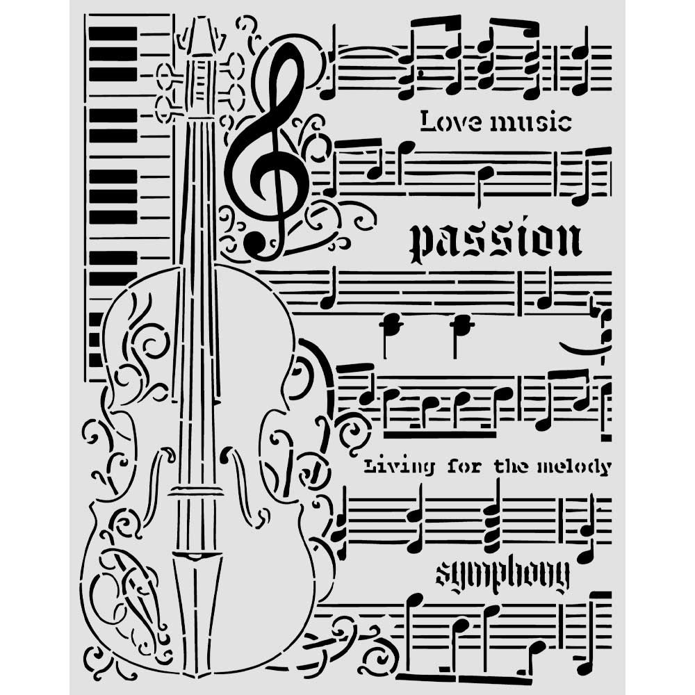Stamperia SYMPHONY - VIOLIN Mixed Media Art Stencil 20x25 cm #KSTD210
