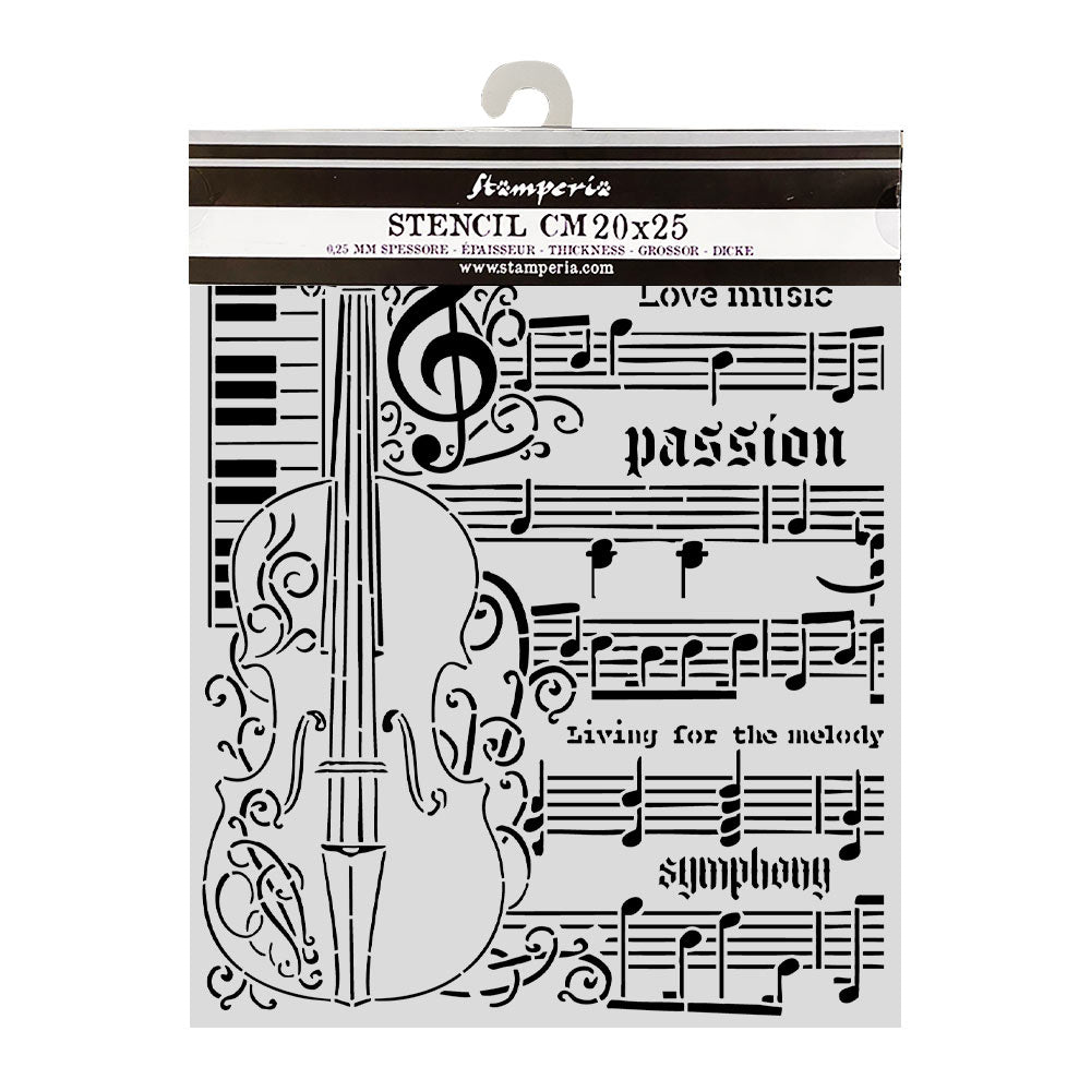 Stamperia SYMPHONY - VIOLIN Mixed Media Art Stencil 20x25 cm #KSTD210
