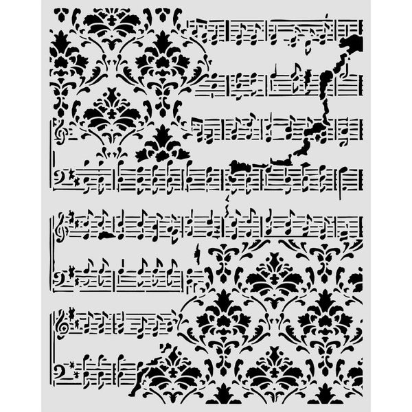 Stamperia SYMPHONY - SCORE and FRIZE Mixed Media Art Stencil 20x25 cm #KSTD211