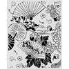 Stamperia ORIENTAL GARDEN - FANS Mixed Media Art Stencil 20x25 cm #KSTD213