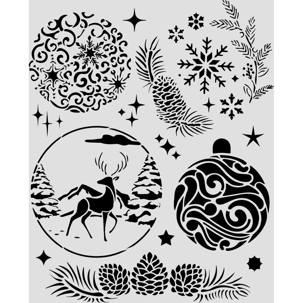 Stamperia All You Need for CHRISTMAS - BALLS Mixed Media Art Stencil 20x25 cm #KSTD215