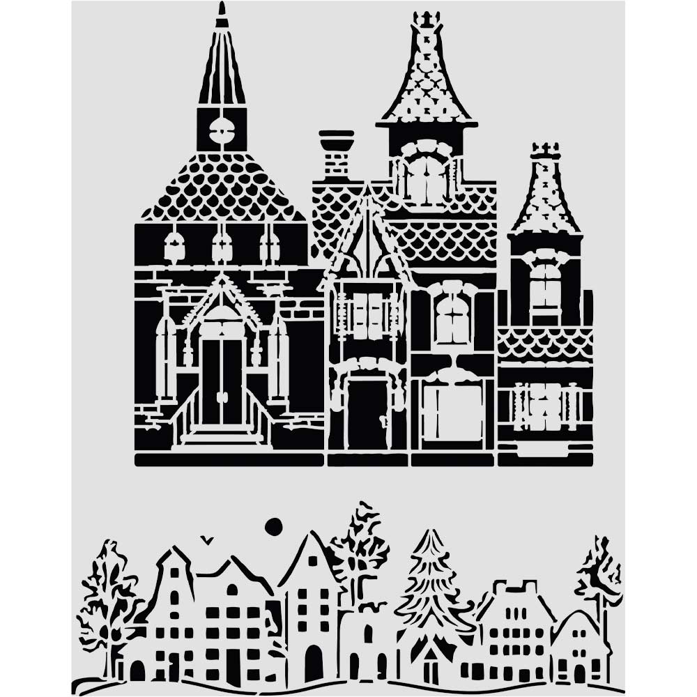 Stamperia All You Need for CHRISTMAS - HOUSE Mixed Media Art Stencil 20x25 cm #KSTD216