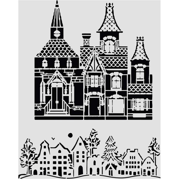 Stamperia All You Need for CHRISTMAS - HOUSE Mixed Media Art Stencil 20x25 cm #KSTD216