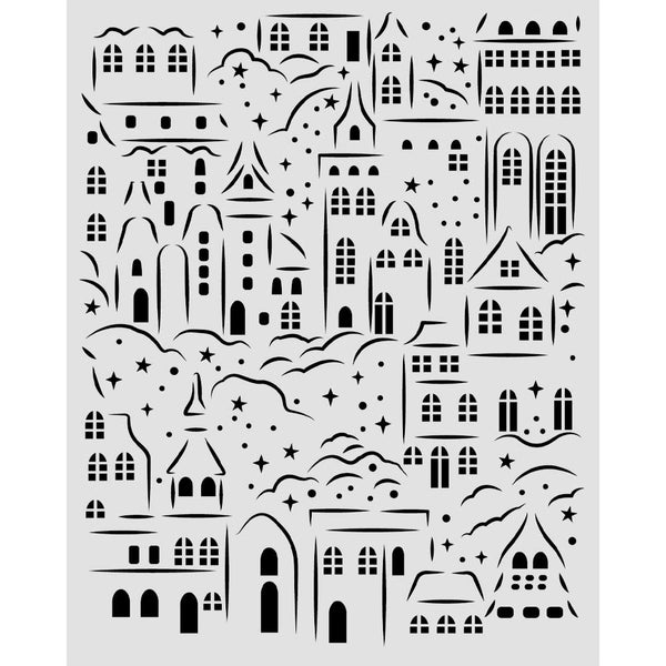 Stamperia All You Need for CHRISTMAS - VILLAGE Mixed Media Art Stencil 20x25 cm #KSTD217