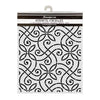 A packaged stencil with an ornate repeating scroll and floral pattern, shown on a plain white background. The header card reads Stamperia and STENCIL CM20x25.