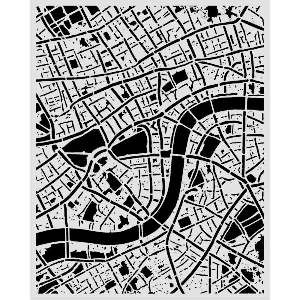 Stamperia OUR WAY - STREET Map Mixed Media Art Stencil 20x25 cm #KSTD225
