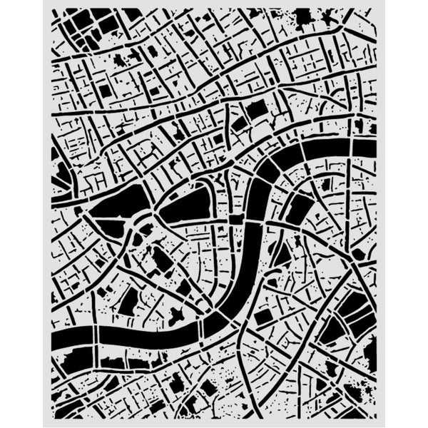 Stamperia OUR WAY - STREET Map Mixed Media Art Stencil 20x25 cm #KSTD225