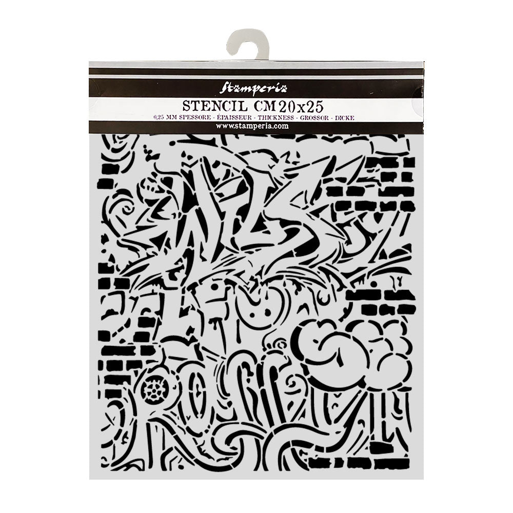 Stamperia FURRY FRIENDS 2 - GRAFFITI -- Pattern Mixed Media Art Stencil 20x25 cm #KSTD226