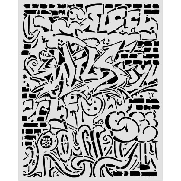 Stamperia FURRY FRIENDS 2 - GRAFFITI -- Pattern Mixed Media Art Stencil 20x25 cm #KSTD226