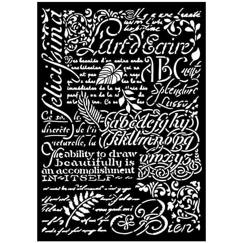 Stamperia Art Stories WRITINGS A3 BIG Stencil #KSTDA3008