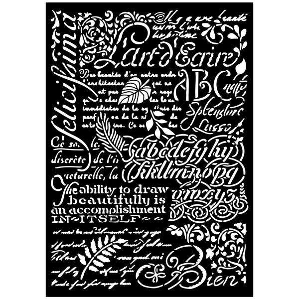 Stamperia Art Stories WRITINGS A3 BIG Stencil #KSTDA3008