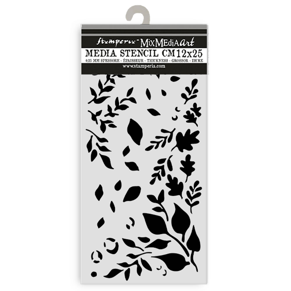 Stamperia Create Happiness DEWDROPS BIG LEAVES Stencil 12X25 cm #KSTDL108