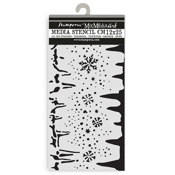 Stamperia Create Happiness DEWDROPS SNOWFLAKES and ICE Stencil 12X25 cm #KSTDL109